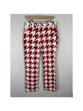 Loudmouth Golf Mens Red White Houndstooth Stretch Pants 32x34 Bold Sportswear